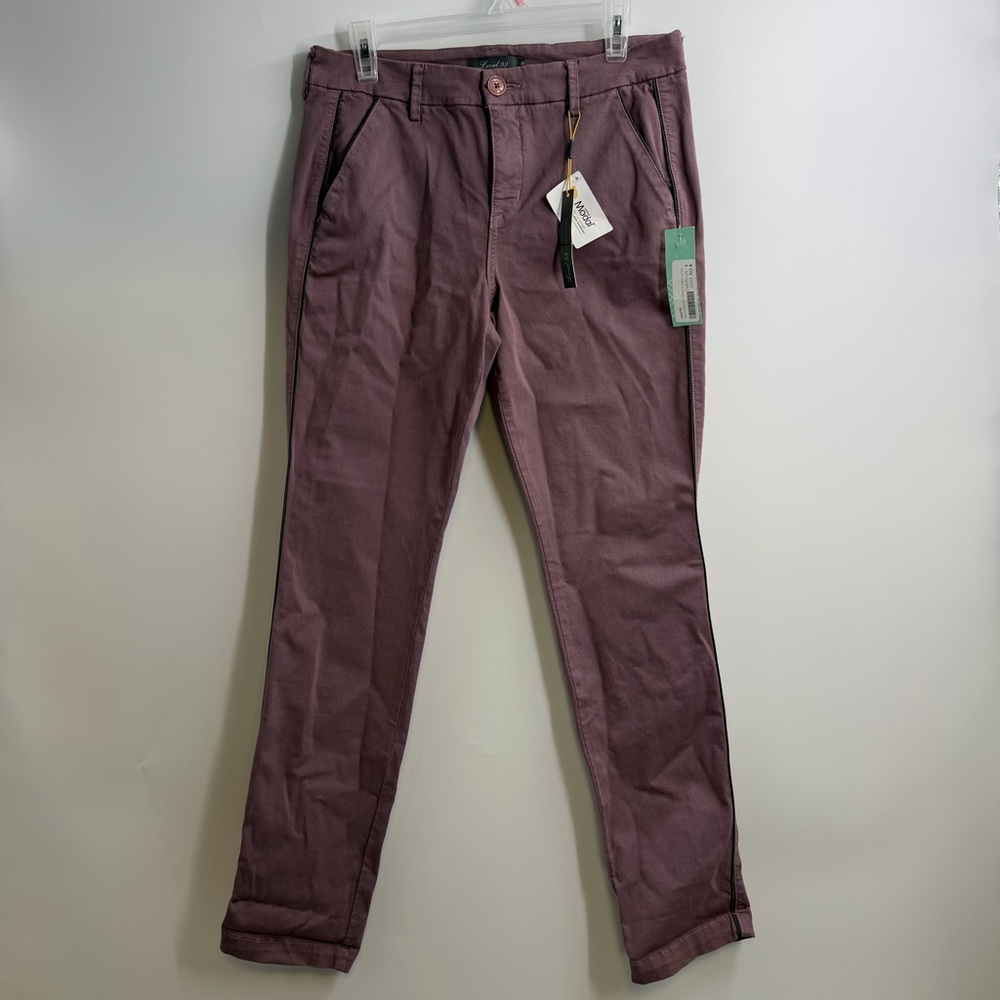 Level 99 Edward Pants Womens 28 Rose Plum Straight Leg Modal Stretch NWT